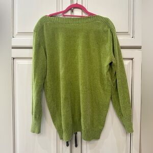 Belle by Kim Gravel Off-the-Shoulder Green Sweater